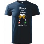 Tričko pánské PIVO VOLÁ nármořní modrá – Zboží Dáma