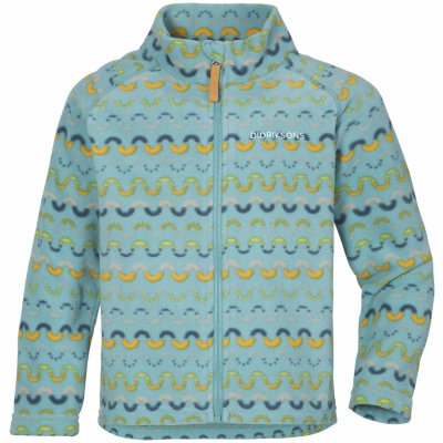 Didriksons dětská fleecová mikina Monte Fullzip Waveprint turquoise – Zbozi.Blesk.cz