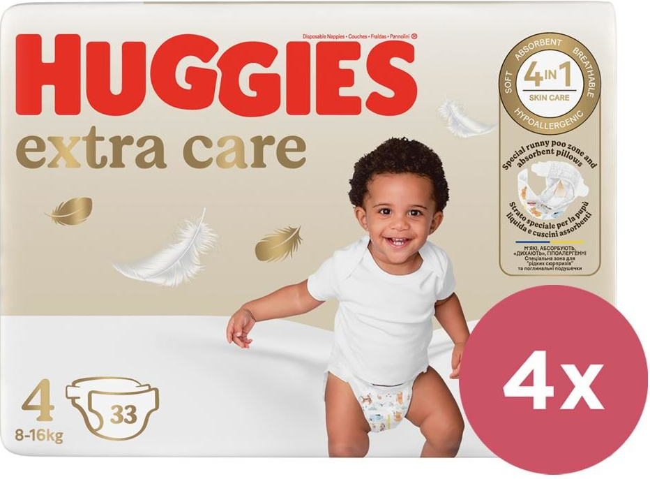 Huggies 4x Extra Care 4 8-14 kg 33 ks