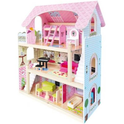 Bino Domeček pro panenky S balkónem a vybavením – Zboží Dáma