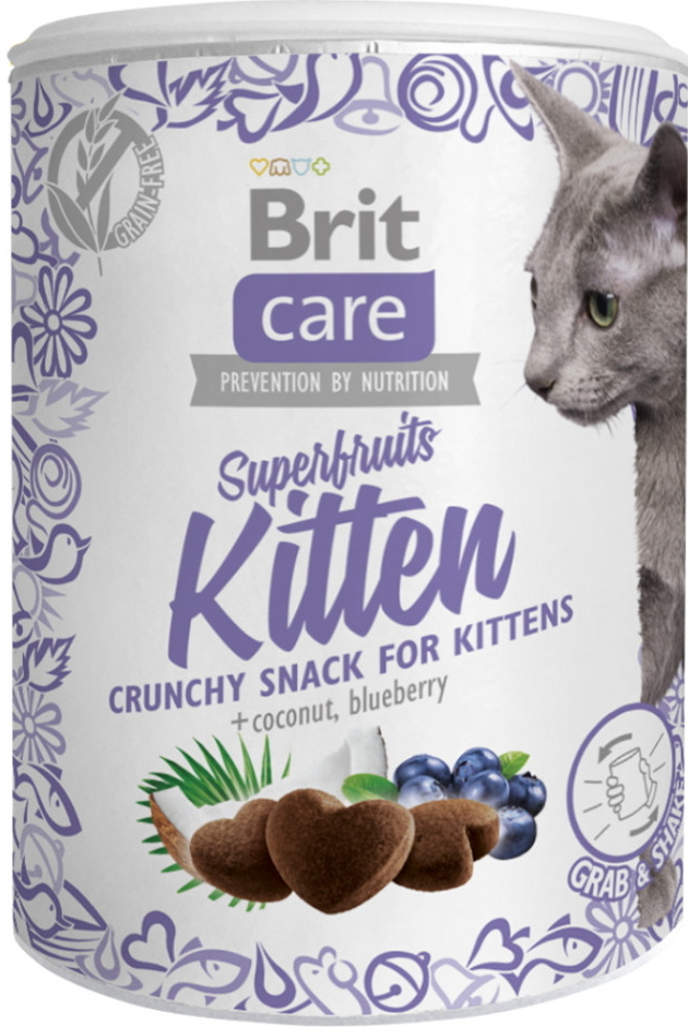 Brit Care Snack Superfruits Kitten s kuřetem, kokosem a borůvkou pro koťata 100 g