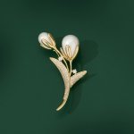 Éternelle brož s perlou a zirkony Stefi tulipán B2372-XR02246C zlatá – Zboží Dáma