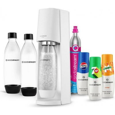 SodaStream Terra White + 2 láhve Fuse 1l + Sirup Pepsi 440 ml + Sirup 7UP 440 ml + Sirup Mirinda 440 ml – Zbozi.Blesk.cz