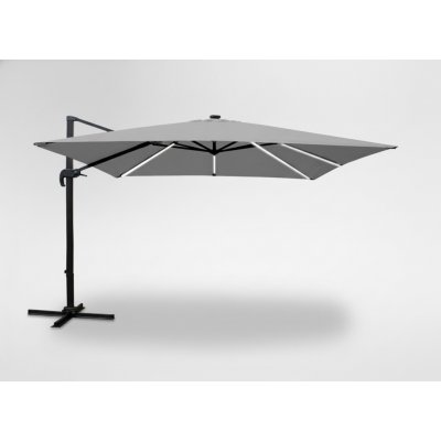 Garden Line ZAHRADNÍ SLUNEČNÍK 3 x 3 M ŠEDÝ ROMA S KRYTEM S LED – Sleviste.cz