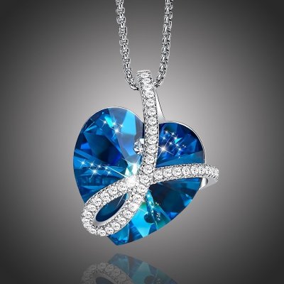 Éternelle Exkluzivní Swarovski elements romantic love srdíčko NH1065-N1798A Tmavě modrá