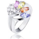 Šperky eshop lesklý prsten stříbrné vějíř z barevných a čirých zirkonů L14.06 – Hledejceny.cz