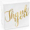 Svatební cukrovinka Krabička na dort “Thank You” BÍLÁ se zlatým nápisem, 10 ks