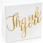 Krabička na dort “Thank You” BÍLÁ se zlatým nápisem, 10 ks – Zboží Dáma