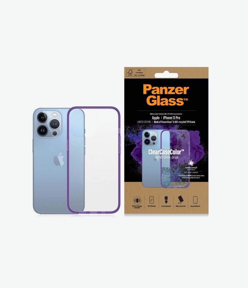 Pouzdro PanzerGlass™ ClearCaseColor™ Apple iPhone 13 Pro Grape fialové