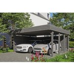 SKAN HOLZ Přístřešek na auto Friesland dvojitý 557 x 555 cm břidlicově šedý – Zbozi.Blesk.cz