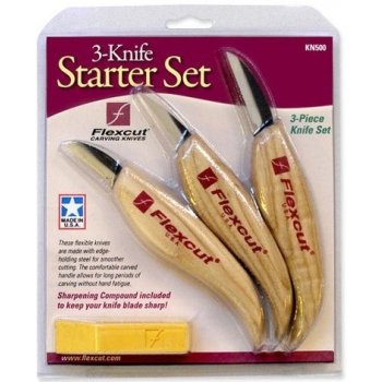 Sada 3 základních řezbářských nožů Flexcut KN500 (obsahuje KN12, KN13, KN14