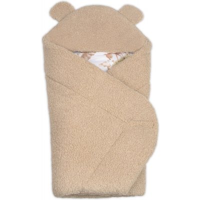 Baby Nellys Beránková zavinovačka s kapucí bavlna beránek Teddy Srnka béžová hnědá – Hledejceny.cz