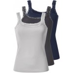 esmara dámský vroubkovaný top s krajkou 3 ks navy modrá / tmavě šedá / světle šedá – Hledejceny.cz