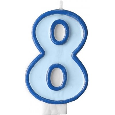 PartyDeco Narozeninová svíčka s číslem 8 modrá – Zboží Mobilmania