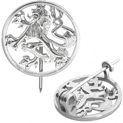 Minet stříbrná brož český lev v kroužku JMAN0036LZ00 – Zboží Mobilmania