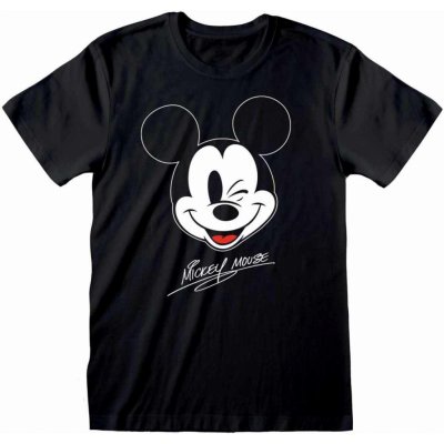 CurePink: pánské tričko Disney|Mickey Mouse: Mickey Face černá – Zbozi.Blesk.cz