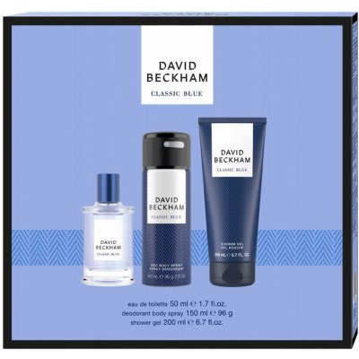 David Beckham Classic Blue EDT 50 ml + sprchový gel 200 ml + deodorant ve spreji 150 ml