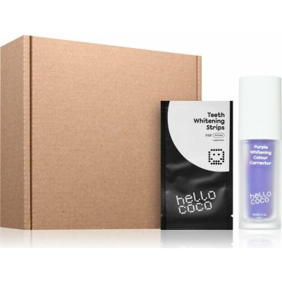 Hello Coco Set hello coco PAP+ Teeth Whitening Strips bělicí pásky na zuby 14 ks + Hello Coco Purple Whitening Colour Corrector bělicí zubní pasta 30 ml – Zboží Mobilmania