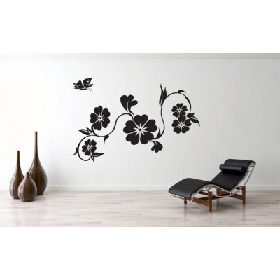 DumDekorace Nálepka na zeď do interiéru s motivem jednoduchých květin 50 x 100 cm – Zboží Mobilmania