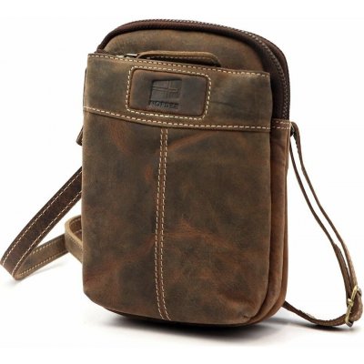Nordee Pánská malá tříoddílová kožená crossbody taštička pouzdro na mobil no. 04 hnědá – Sleviste.cz