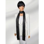 Classic Scarf dámská černá dlouhá šála s třásněmi a zlatou nití – Zboží Dáma