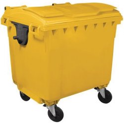 Manutan Expert Plastová venkovní popelnice 1 100 l, žlutá