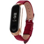 Xiaomi Kožený náhradní náramek pro Mi Band 5/6 Barva: červená - růžově zlatá (rose gold) – Zbozi.Blesk.cz