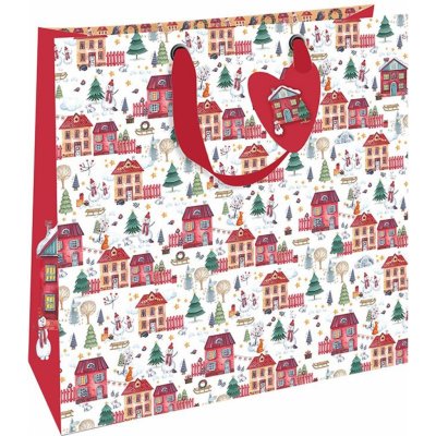 Nekupto Dárková papírová taška luxusní 33 x 33 cm Vánoční domečky – Zboží Mobilmania