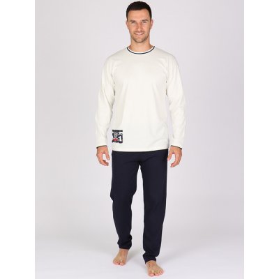 Evona Helmut pánské dlouhé pyžamo bílo černé – Zboží Dáma