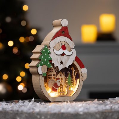 Haushalt International LED Dřevěná dekorace Santa – Hledejceny.cz