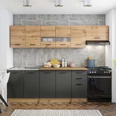 Halmar Perla kuchyně 260 dub artisan/tmavě šedý – Zboží Dáma