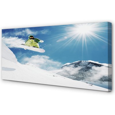 Obrazy na plátně Man mountain snow board 100x50 cm