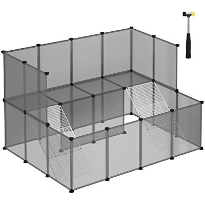 Goleto Klec pro malá zvířata se schůdky šedá 143 x 108 x 92 cm – Zboží Dáma