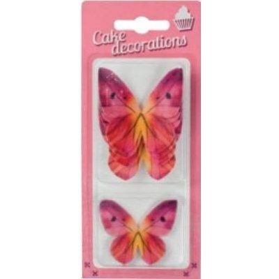 Dekorace z jedlého papíru Motýlci růžovo-červení (8 ks) - dortis – Zboží Dáma