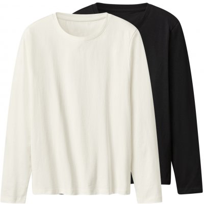 esmara Dámské triko s dlouhými rukávy, 2 kusy černá/bílá – Zboží Dáma