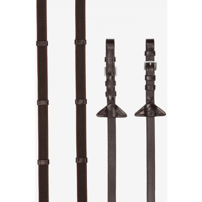 LeMieux Pogumované protiskluzové otěže Rubber Grip Continental Reins Havana/Silver Drezurní – Zboží Mobilmania