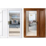 OknaDvereNaMiru.cz Dvoukřídlé vchodové dveře Celoprosklené čiré sklo + plný panel zlatý dub-bílá pravé 130 x 200 cm – Hledejceny.cz