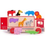 Bigjigs Toys Dřevěné auto se zvířátky safari