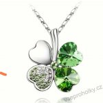 Sisi Jewelry Náhrdelník Swarovski Elements Čtyřlístek pro štěstí - zelený NH1040-N9554-3 Zelená – Zboží Dáma