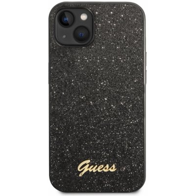 Pouzdro Guess PC/TPU Glitter Flakes Metal Logo Apple iPhone 14, černé