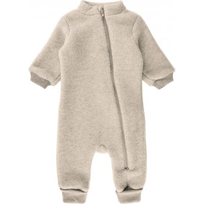 Merino overal na zip bez kapuce hnědý Melange Offwhite Mikk-Line – Zboží Dáma