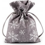 Prima-obchod Vánoční dárkový pytlík vločky s glitry 13x18 cm imitace juty barva šedá – Hledejceny.cz