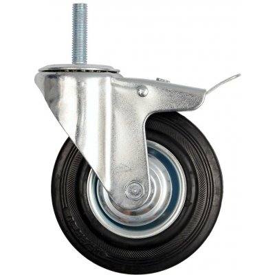 Kolečko otočné s brzdou, gumové se šroubem 100kg 125/33/153mm – HobbyKompas.cz