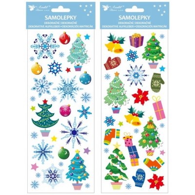 Samolepky vánoční barevné s glitrem 13 x 34,5 cm – Hledejceny.cz