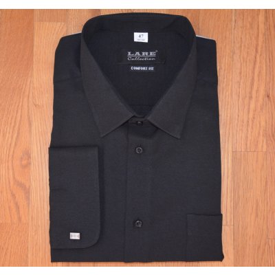 Lare Collection Pánská košile dlouhý rukáv COMFORT FIT černá A36 na manžetový knoflík