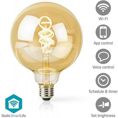 Nedis Wi-Fi Smart Bulb E27 4,9W LED žárovka , s vláknem, pro chytrý dům, E27, G125, 4,9W, 230V, 360lm, teplá až studená bílá, stm – Hledejceny.cz