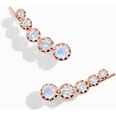 Royal Exklusive Royal Fashion náušnice přes ucho růžové zlato Vermeil s drahokamy Moonstony a drahokamy topazy DR23086E-ROSEGOLD-MOONSTONE-TOPAZ – Zbozi.Blesk.cz