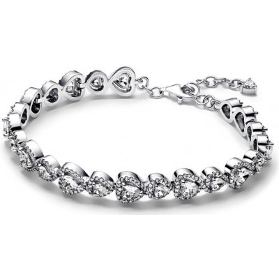Pandora Stříbrný srdíčkový náramek se zirkony Timeless 593655C01 20 cm – Sleviste.cz