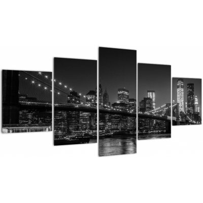 Obraz Brooklyn mostu v New Yorku, pětidílný 150x80 cm – Zbozi.Blesk.cz