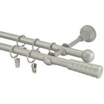 GARNÝŽE-HEBR Garnýž Torino matná stříbrná dvojitá 380 cm – Sleviste.cz